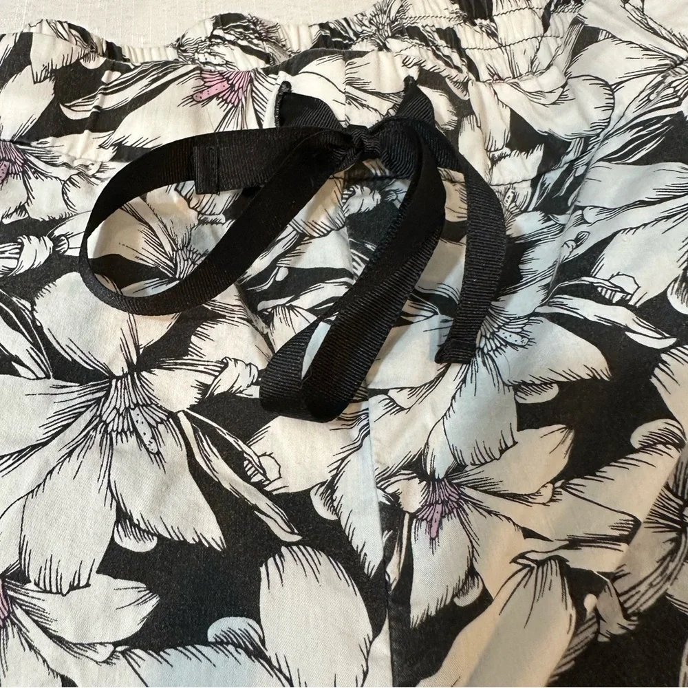Soma Black White Floral Pajama Lounge Pants L - Picture 7 of 12